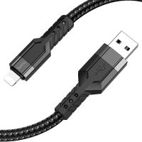 Кабель USB Lightning HOCO U110 2.4A, 1.2m, nylon, aluminum connectors, Black
