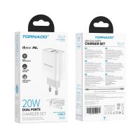 Зарядний пристрій TORNADO TD-17 (USB Type-C / PD20W / QC3.0) White