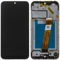 Дисплей Samsung Galaxy A01 SM-A015F OR 100% (Service Pack) with frame Black (Вузький конектор)