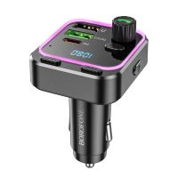 АЗП з FM-модулятором BOROFONE BC53 Highway PD20W+QC3.0 car BT FM transmitter 18W Black