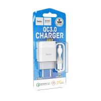 Зарядний пристрій Hoco C72Q (Кабель Micro USB / 18W / QC3.0) White