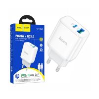 Блок USB QC3.0 / Type-C 20W (2 in 1) Hoco C105A White