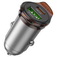 Автомобільний зарядний пристрій HOCO NZ16A Rigorous 43W dual port PD25W+QC3.0 Metal Grey