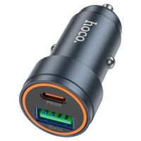 Автомобільний зарядний пристрій HOCO Z57A Glorious PD30W+QC3.0 set (C to C) Metal Gray