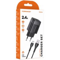 Зарядний пристрій TORNADO TD-16 (2x USB / Кабель USB Type-C / 2.4A)