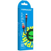 Кабель USB Lightning TORNADO TX7 (1m / 3A) Black-Red
